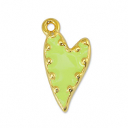 Metaal bedels DQ heart Lime Yellow-Goud (nikkelvrij)