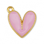 Metaal bedels DQ heart Light Pink-Goud (nikkelvrij)