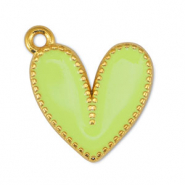 Metaal bedels DQ heart Lime Yellow-Goud (nikkelvrij)