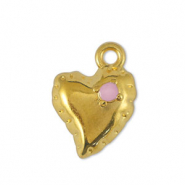 Metaal bedels DQ heart Light Pink-Goud (nikkelvrij)