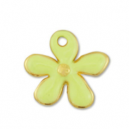 Metaal bedels DQ flower Goud-lime yellow (nikkelvrij)