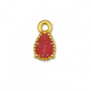 Metaal bedels DQ drop Goud-glitter red rose (nikkelvrij)