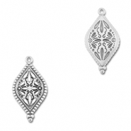 Metaal bedels DQ oval with flower Antiek zilver (Nikkelvrij)