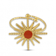 Ringen van Stainless steel Roestvrij staal (RVS) enamel star Gold-orange