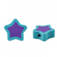 Polymeer kraal star Purple-turquoise blue