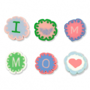 Polymeer kraal "I love mom" Multicolor light