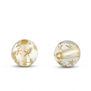 Kralen van acryl round with stars Transparent-gold