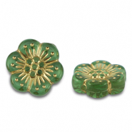 Kralen van acryl flower Green-gold