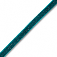 Lint van velvet Teal blue-silver glitter