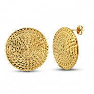 Oorbellen / oorstekers van Stainless steel Roestvrij staal (RVS) round Gold