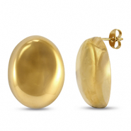 Oorbellen / oorstekers van Stainless steel Roestvrij staal (RVS) oval Gold