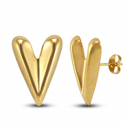 Oorbellen / oorstekers van Stainless steel Roestvrij staal (RVS) heart Gold