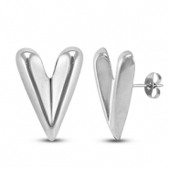 Oorbellen / oorstekers van Stainless steel Roestvrij staal (RVS) heart Silver