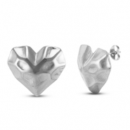 Oorbellen / oorstekers van Stainless steel Roestvrij staal (RVS) heart Silver