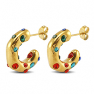 Oorbellen / oorstekers van Stainless steel Roestvrij staal (RVS) Gold-red-blue-green