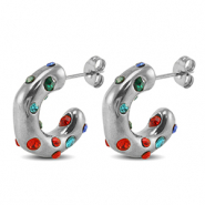 Oorbellen / oorstekers van Stainless steel Roestvrij staal (RVS) Silver-red-blue-green