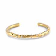 Armbanden van Stainless steel Roestvrij staal (RVS) bangle with imitation pearls Gold