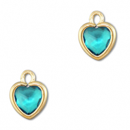 Hanger van Crystal glas heart Aquamarine blue-gold