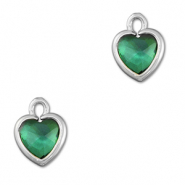 Hanger van Crystal glas heart Emerald green-silver