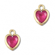 Hanger van Crystal glas heart Dark pink-gold
