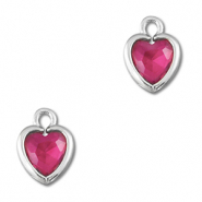 Hanger van Crystal glas heart Dark pink-silver