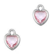 Hanger van Crystal glas heart Light pink-silver