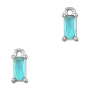 Hanger van Crystal glas rectangle Aquamarine blue-silver