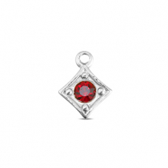 BY31&reg; Bedels van Stainless steel Roestvrij staal (RVS) rhombus Silver-ruby red