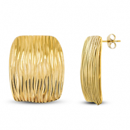 Oorbellen / oorstekers van Stainless steel Roestvrij staal (RVS) rectangle Gold