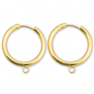Oorbellen van Stainless steel Roestvrij staal (RVS) creolen met oog 21mm Gold