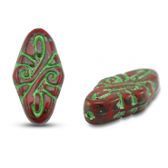 Tsjechische kralen arabesque 19x9mm Red-green