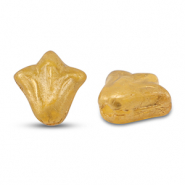 Tsjechische kralen lily flower 9x8mm Transparent gold