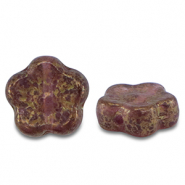 Tsjechische kralen sunset flower 10mm Transparent purple-gold