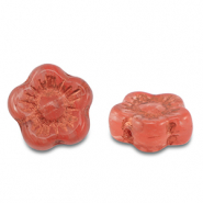 Tsjechische kralen sunset flower 10mm Transparent red
