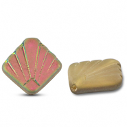 Tsjechische kralen diafan 17mm Dark greige-AB coating