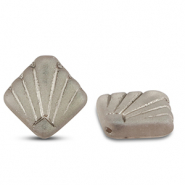 Tsjechische kralen diafan 17mm Transparent greige AB-silver