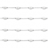 Benodigdheden van Stainless steel Roestvrij staal (RVS) jasseron with imitation pearls oval Silver-white