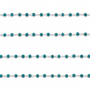 Benodigdheden van Stainless steel Roestvrij staal (RVS) jasseron round Silver-turquoise blue