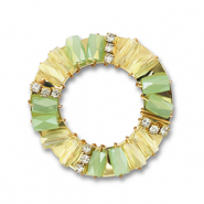 Hanger van facet round Light green-transparent AB-gold