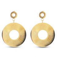 Oorbellen van Stainless steel Roestvrij staal (RVS) oorstekers round Gold