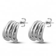 Oorbellen van Stainless steel Roestvrij staal (RVS) oorstekers Silver