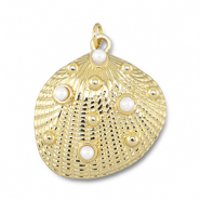 Brass TQ metaal bedels shell with pearls Gold-white