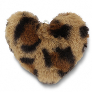Statement hangers pompom heart leopard Light brown-brown-black