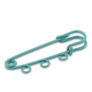 Gekleurde onderdelen ornamental pin met 3 ogen Teal green