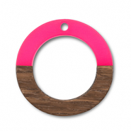 Hangers van hout round Neon pink-brown