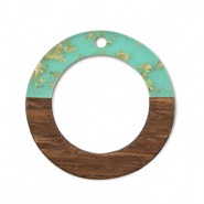 Hangers van hout round Green transparent-gold-brown