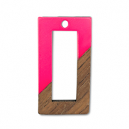 Hangers van hout rectangle Neon pink-brown