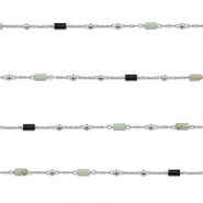 Benodigdheden van Stainless steel Roestvrij staal (RVS) jasseron mix van natuursteen tube Silver-black-grey