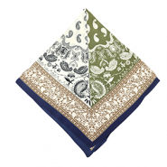 Sjaal with leaf Light brown-olive green-dark blue