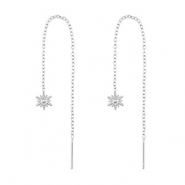 Oorbellen van Stainless steel Roestvrij staal (RVS) sun Silver